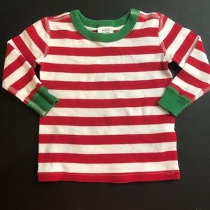 Hanna Andersson Holiday Red Stripe Long John Pajama Top Size 12-18 months